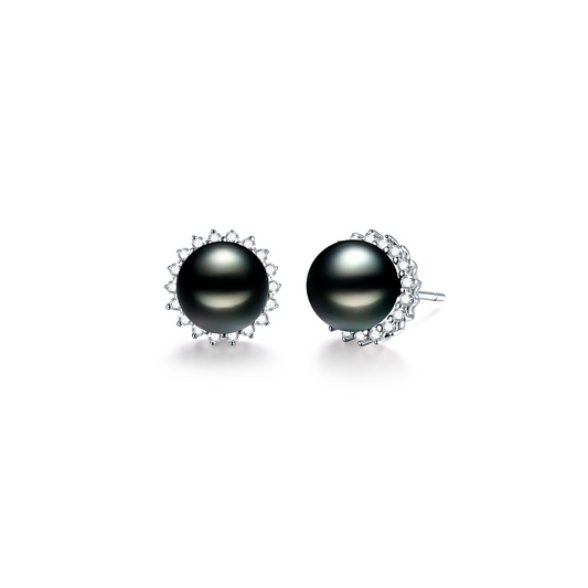 Elegant 9-10mm Tahitian Pearl Stud Earrings