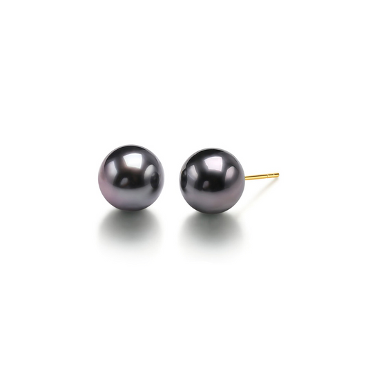 Classic Saltwater Tahitian Pearl Stud Earrings in 18k Gold